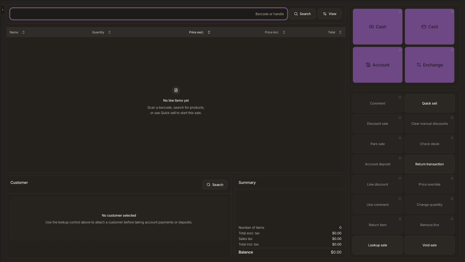 Point of sale workspace